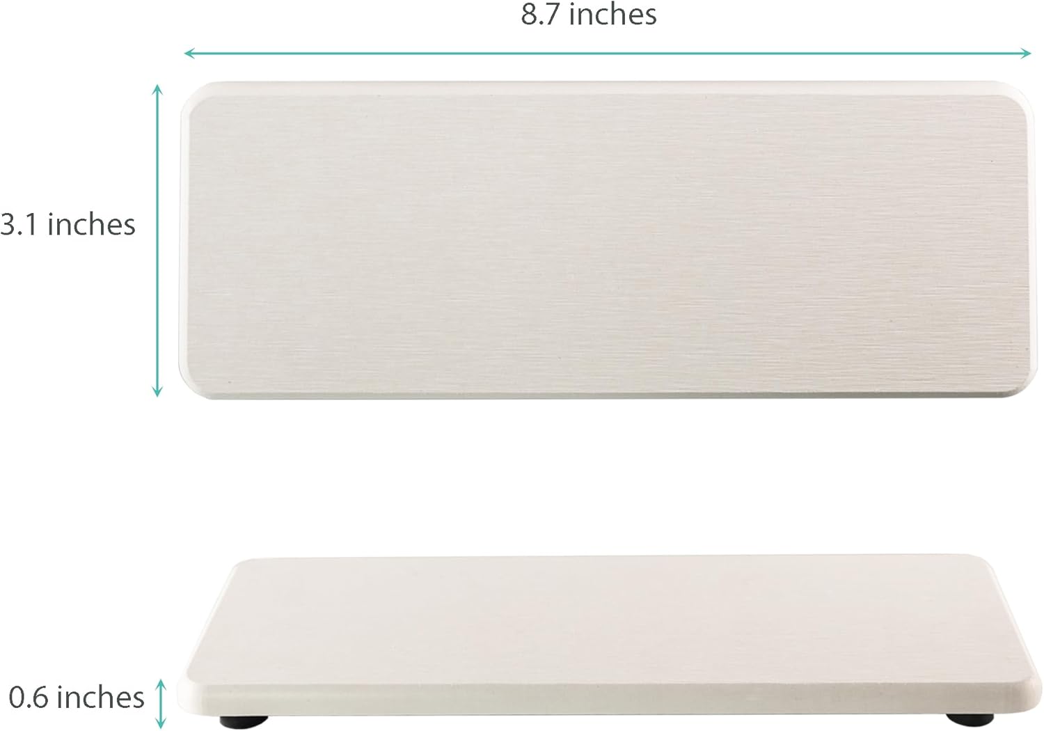 NiuYichee Water Absorbing Stone Trays - Stylish Diatomite Soap Dish for Kitchen & Bathroom | 3.15" W x 8.7" L, White