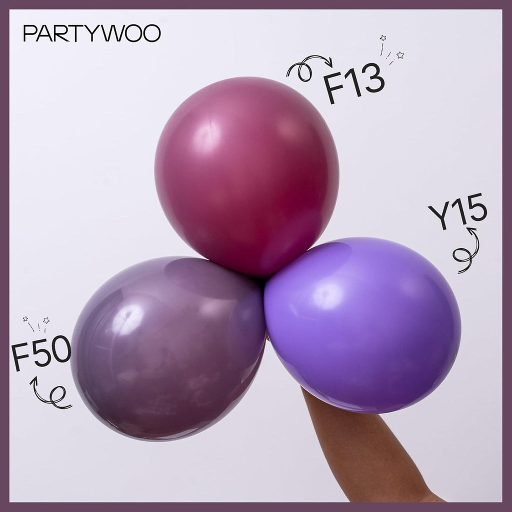 PartyWoo Dusty Purple Balloons - 50 Pcs 12 Inch Matte Latex for Weddings & Celebrations