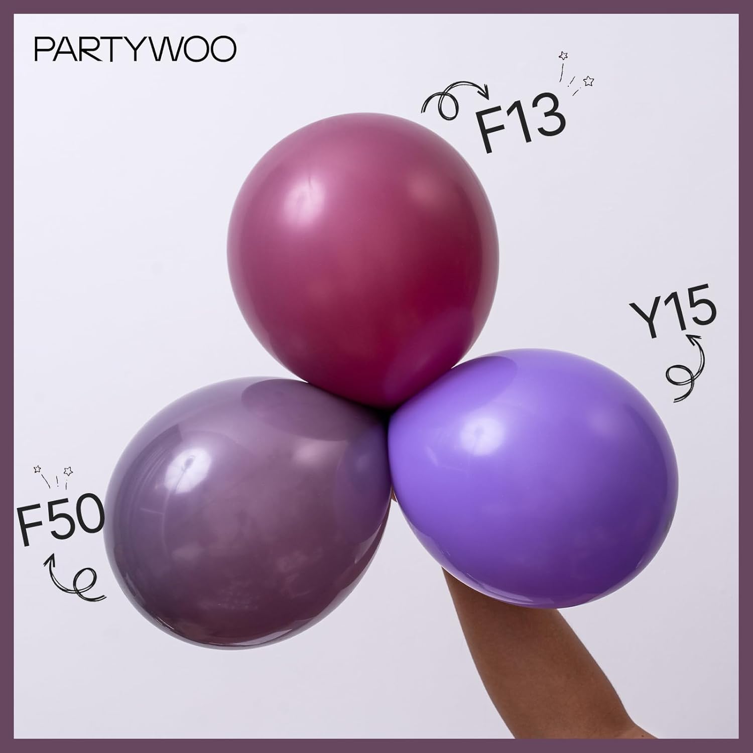 PartyWoo Dusty Purple Balloons - 50 Pcs 12 Inch Matte Latex for Weddings & Celebrations