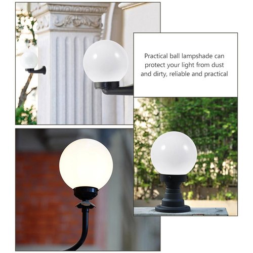 EXCEART Globe Lamp Shade Replacement 6 Inch Round Acrylic Spherical Lampshade for Outdoor Wall Lights and Home Decor
