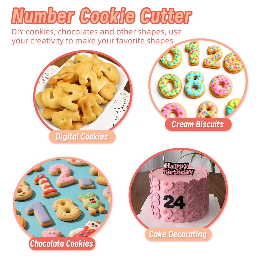 0-9 Number Cookie Cutters Set 3 Inch, 9PCS Stainless Steel Metal Number Cutters for Birthday Cake,Cake Topper,Baking Decorating,Fondant,Digit cookie cutters