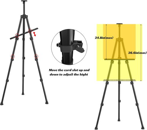 Aredy 66" Art Easel - Portable Metal Tabletop Easel Stand for Painting | 2 Pack