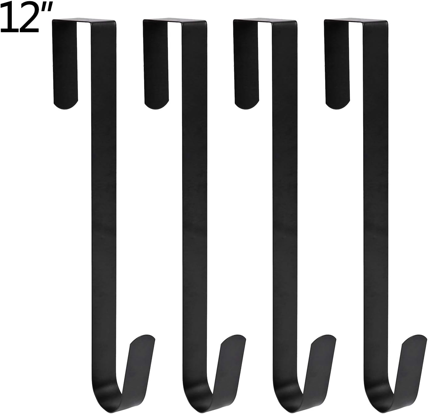 Sattiyrch 12" Wreath Hanger - Durable Steel Over-The-Door Hook for Front Door | Black Finish
