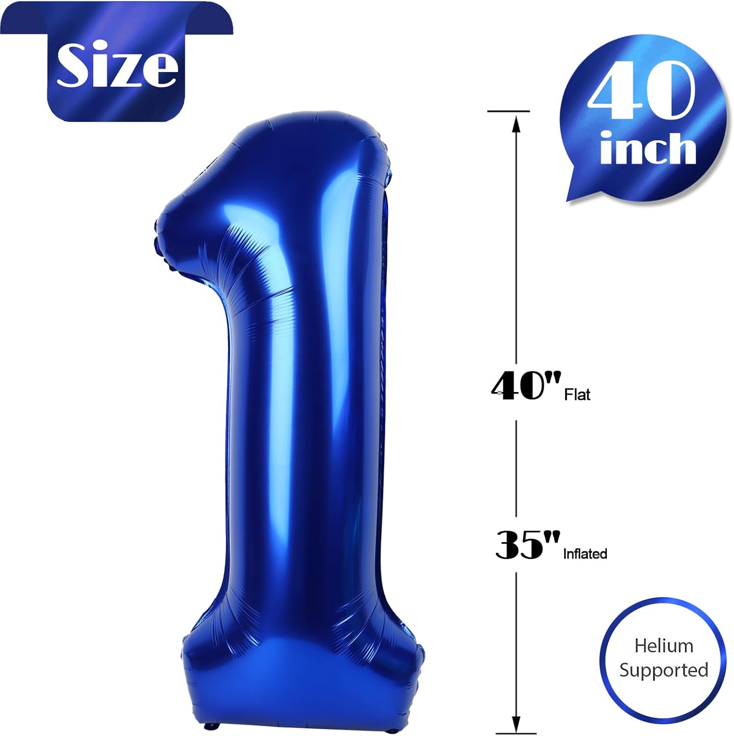 40-Inch Night Blue Number 1 Balloon - First Birthday Decorations for Girls & Toddlers