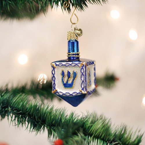 Old World Christmas Hanukkah Dreidel Glass Blown Ornament for Christmas Tree, Handcrafted Holiday Decoration, Holiday Collection