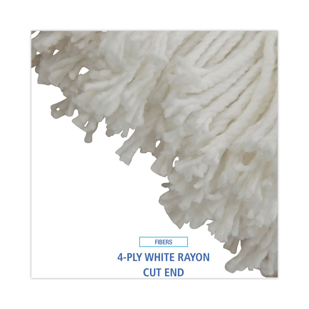 Boardwalk UNS 716R Cut-End Lie-Flat Wet Mop Head, Rayon, 16oz, White (Pack of 12)