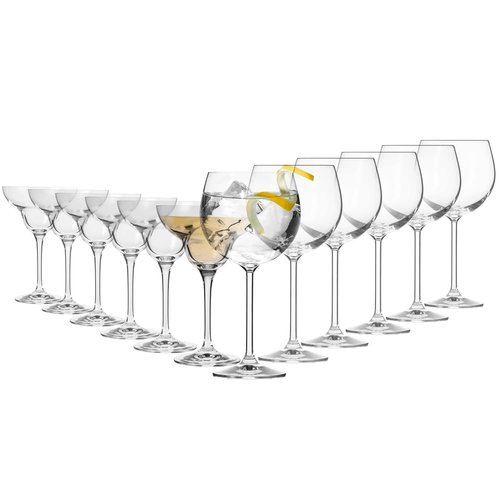 Krosno Cocktail Glasses Set | 6x Margarita Glasses 9.1 oz + 6x Gin Tonic Balloon Water Glasses 16.2 oz | Ideal for Home, Restaurant, Events & Parties | Dishwasher Safe