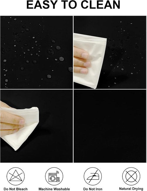 Fokitut Waterproof Round Tablecloth - Stain Resistant & Wrinkle-Free | 60 Inch Black Fabric Cover for Dining, Weddings & Parties