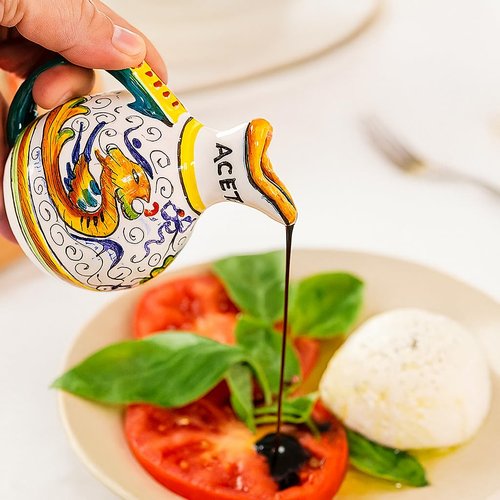 GUTE Deruta Italy Raffaellesco Oil & Vinegar Set | Handcrafted & Handpainted Italian Ceramics | Authentic Italian Pottery Handmade in Deruta, Italy