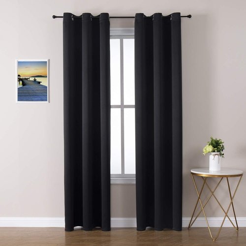 ChrisDowa Blackout Curtains - Thermal Insulated Room Darkening Drapes for Bedroom & Living Room | 2 Panels, Black, 42 x 84 Inch