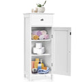 COSTWAY Bathroom Storage Cabinet, Single Door Floor Cabinet with Drawer and 3-Level Adjustable Shelves, Modern Side Storage Organizer with Anti-Tipping Device for Living Room, Bedroom (White)