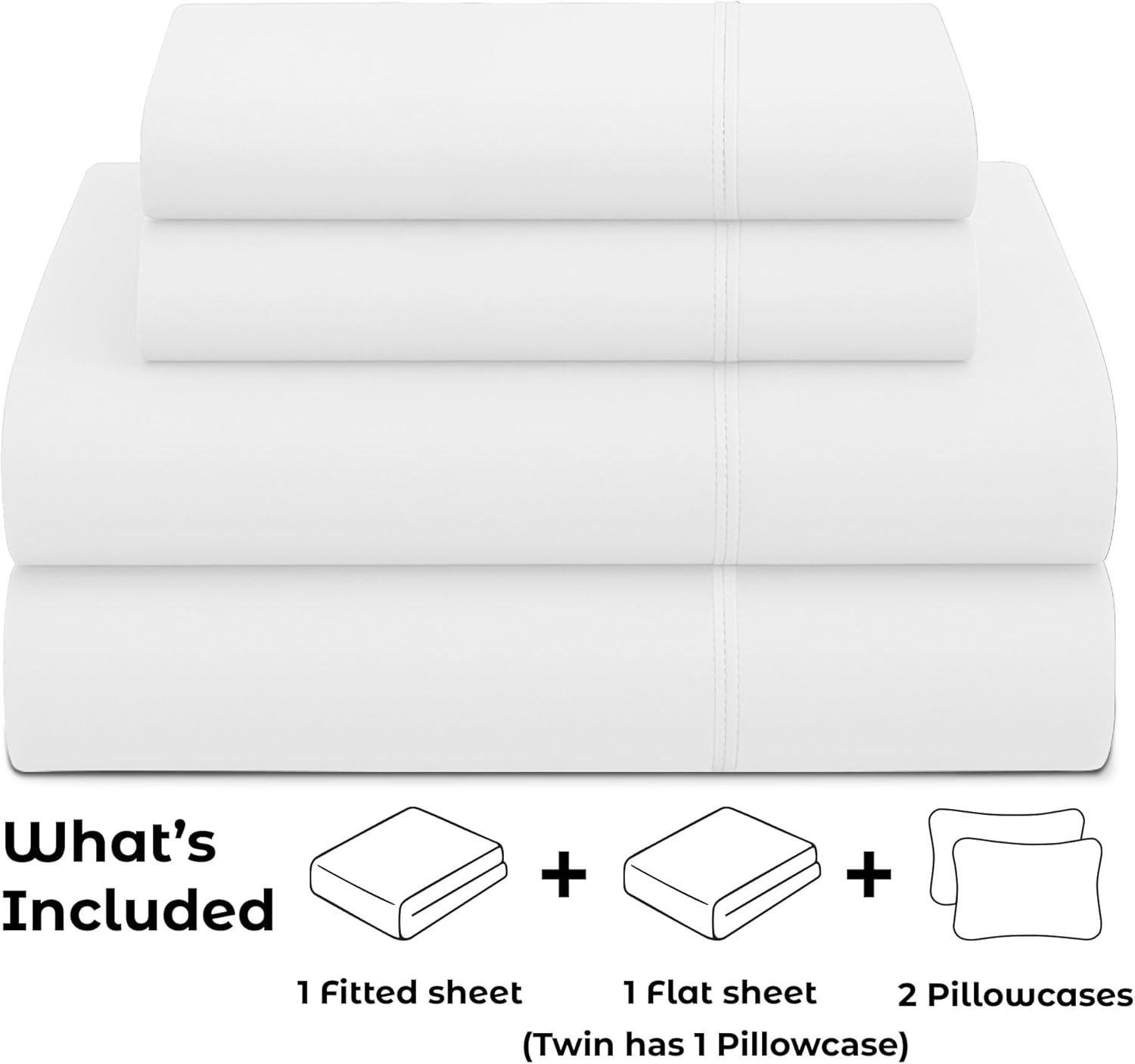 Pure Bedding Queen Sheet Set - 4-Piece Luxury White Bed Sheets | Soft 1800 Brushed Microfiber - Deep Pocket Design