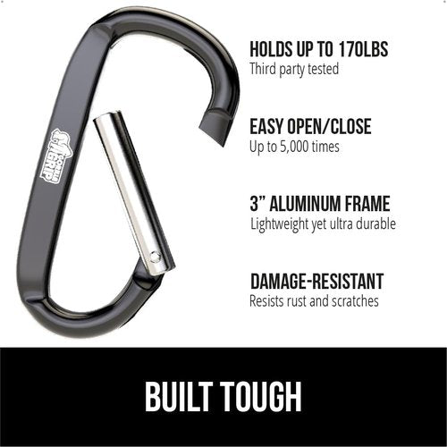 GORILLA GRIP WeatherMax Doormat - Heavy-Duty 17x29 Inch Gray Diamond + 3-Pack Black Carabiner Clips