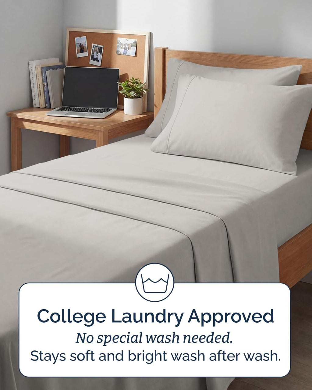 Skiennix Extra Deep Twin XL Sheet Set | 4-Piece Breathable Cooling Bedding - Soft, Wrinkle-Free French Grey
