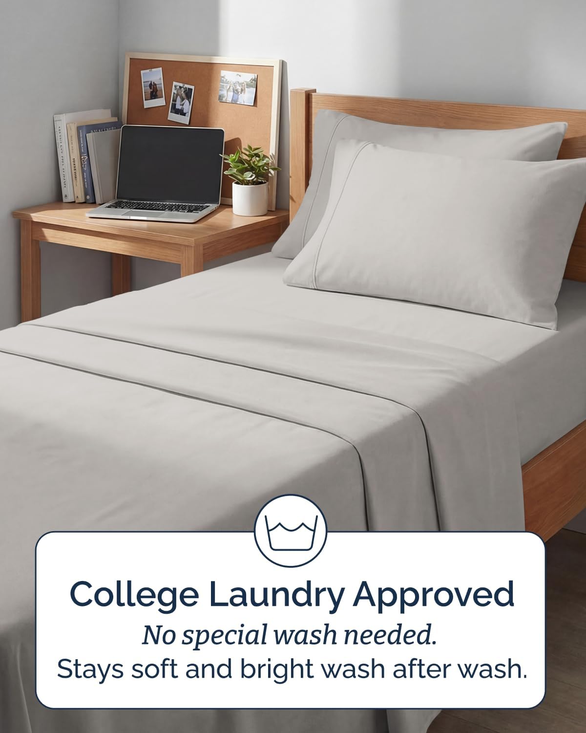 Skiennix Extra Deep Twin XL Sheet Set | 4-Piece Breathable Cooling Bedding - Soft, Wrinkle-Free French Grey