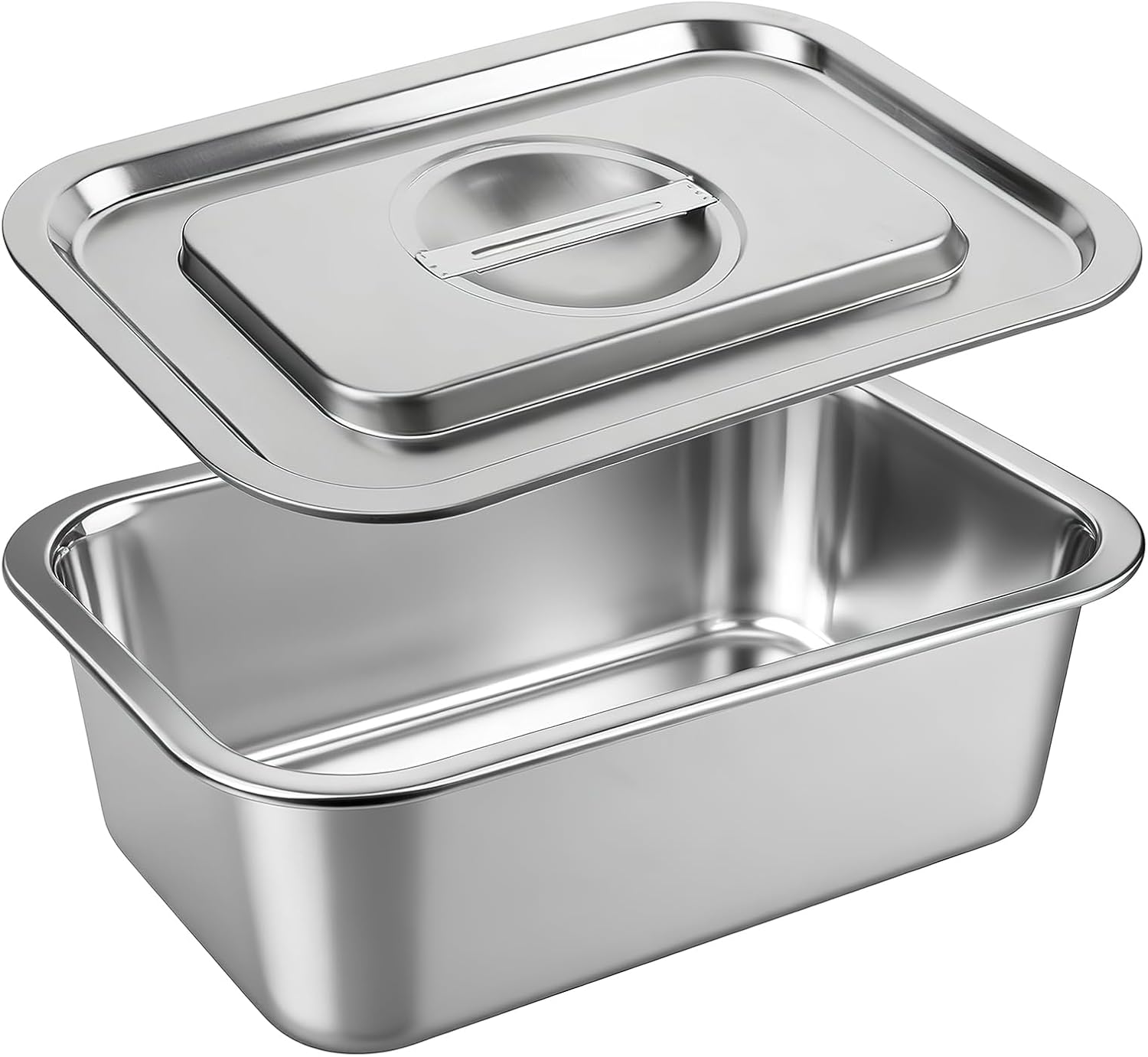 Skiennix 4-Inch Extra Deep Lasagna Baking Pan - 304 Stainless Steel with Lid | 8.5x12.4 Inch, Silver