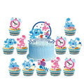 25pcs Cute Blue Dogs Birthday Party Supplies, Cake Toppers, Party Decorations for Boys & Girls