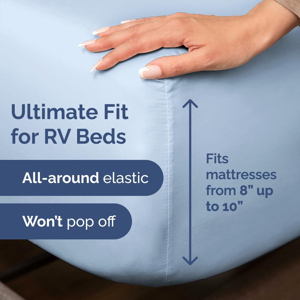 Skiennix Short Queen Size 4-Piece Sheet Set - Soft, Breathable & Cooling Bedding - Deep Pockets, Sky Blue