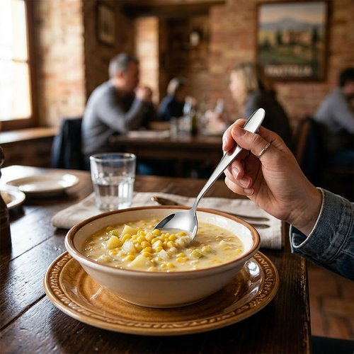 IFERRENS 18/10 Stainless Steel Soup Spoons, 7.3-in Deep Heavy Weight Round Soup Thick Spoons, Suitable for Cereal Bouillon Milk Soup Hot Chocolate Dinner Guest, Pack of 4