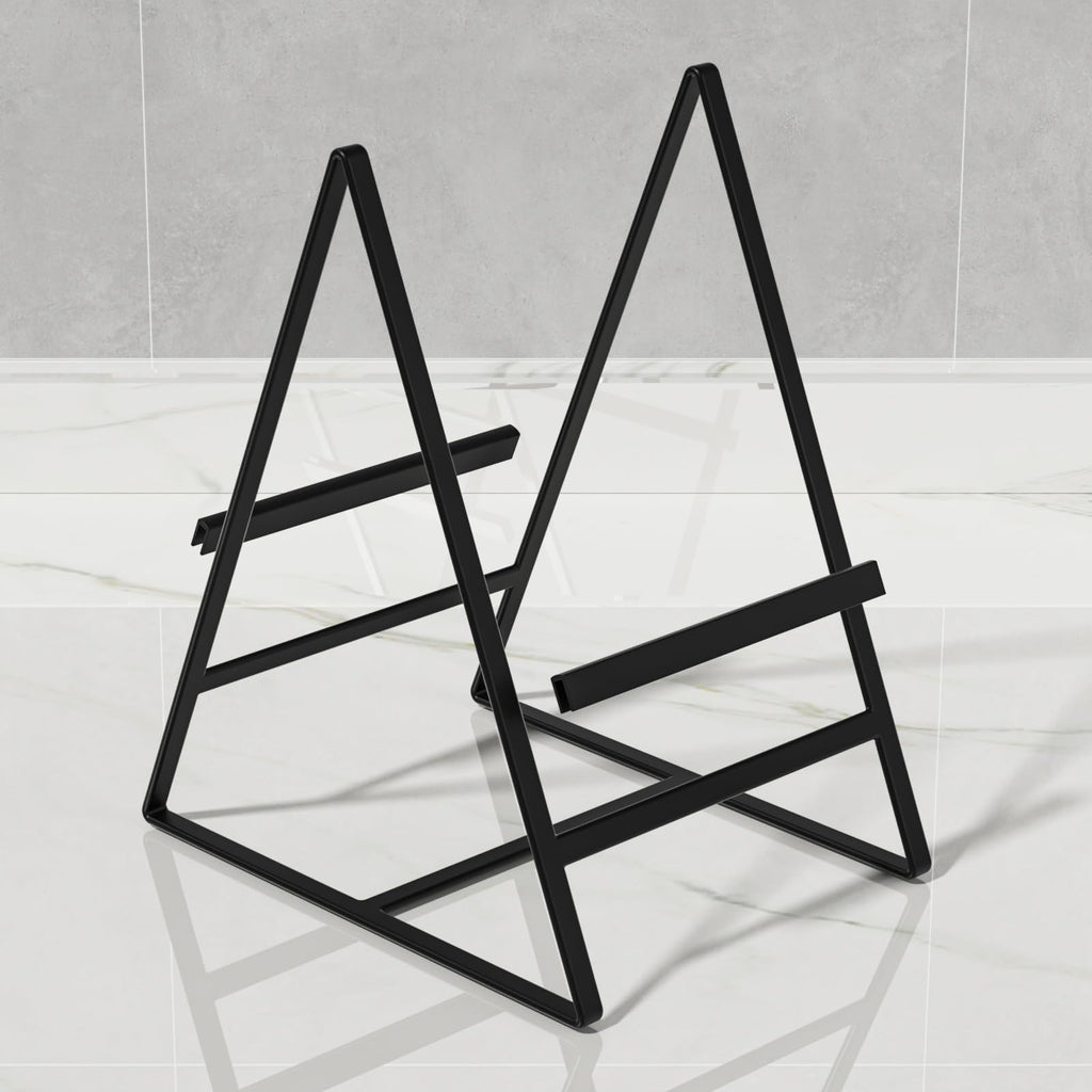 Hikinlichi 2 Large 1 Small Triangle Plate Holders Organizers Upright Cabinet Dish Drying Racks Metal Plate Dish Organizers Racks Stands for Countertop and Cupboard White