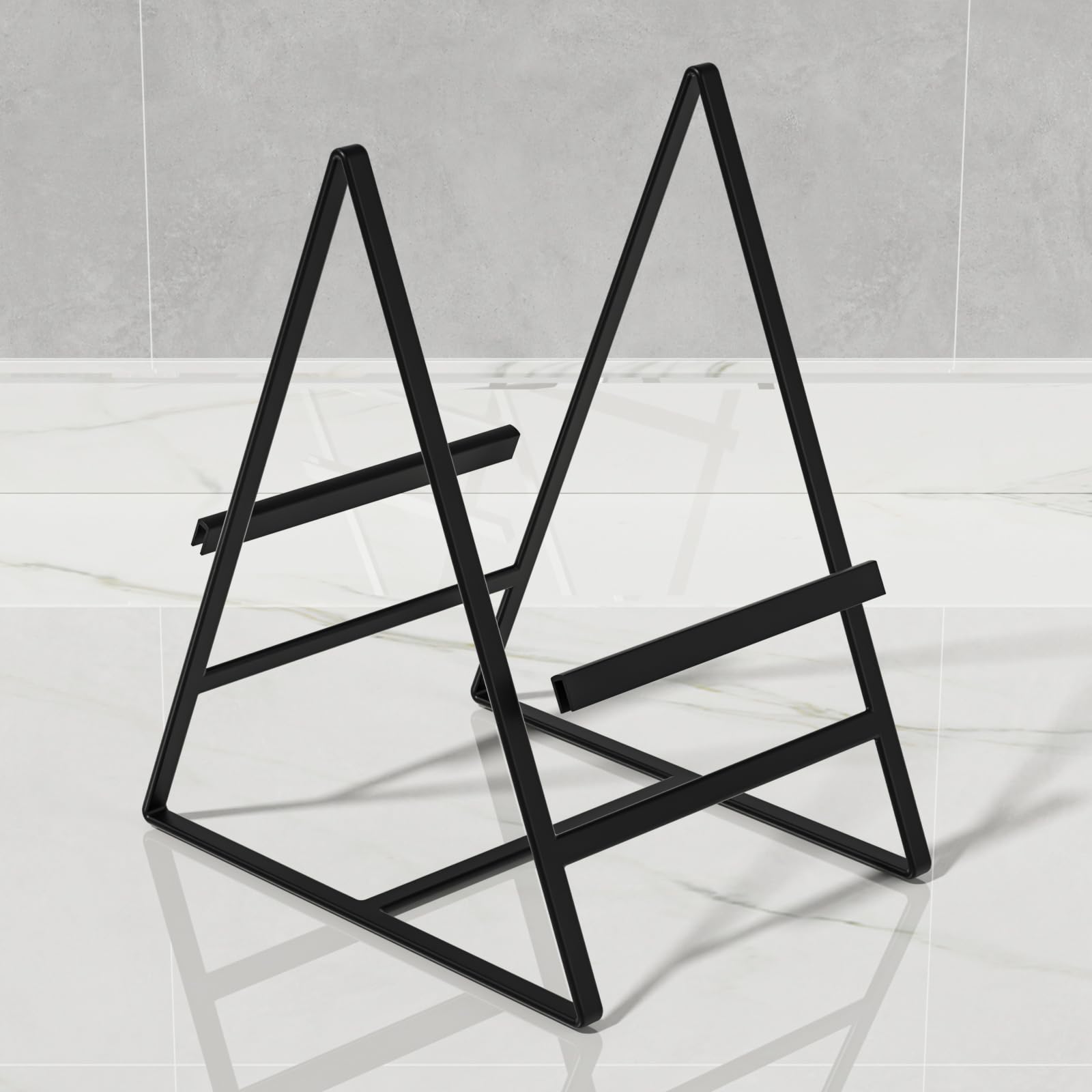 Hikinlichi 2 Large 1 Small Triangle Plate Holders Organizers Upright Cabinet Dish Drying Racks Metal Plate Dish Organizers Racks Stands for Countertop and Cupboard White
