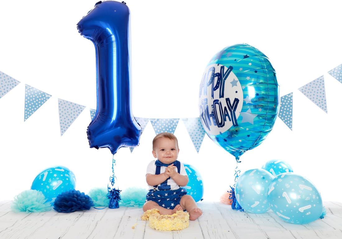 Regine Switzerland Giant Number 1 Balloon - 40 Inch Navy Blue Birthday Decoration for Boys