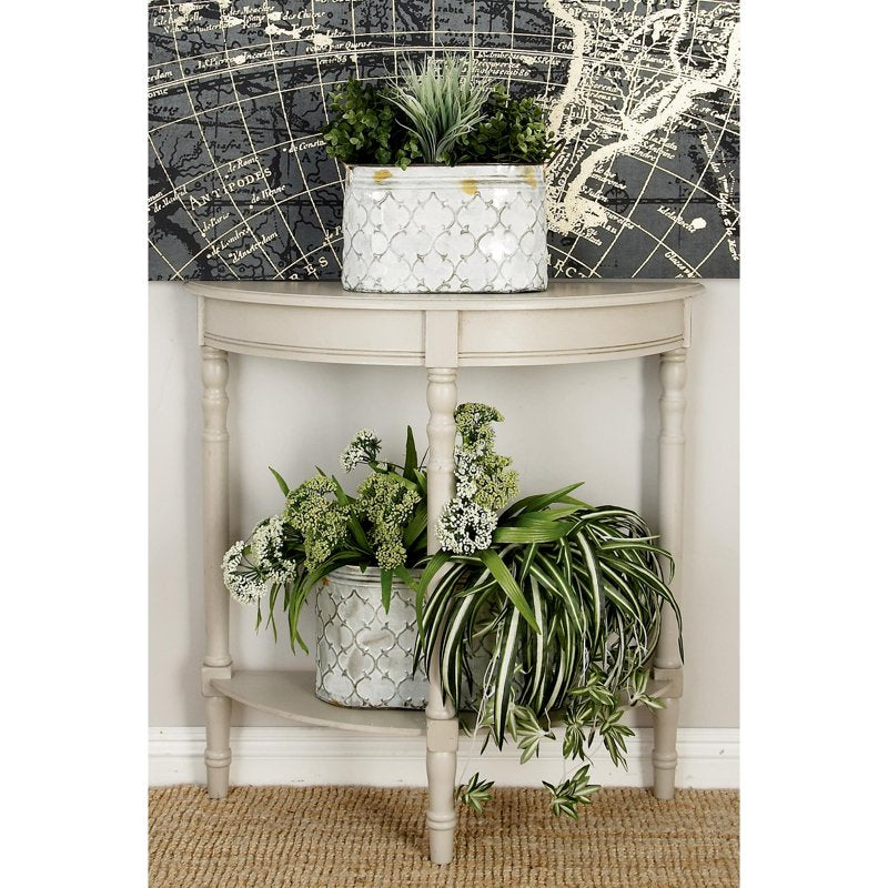 Light Gray Half Moon Console Table - 32" x 32"