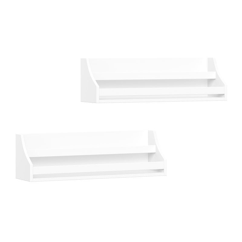 Kids Wall-Mounted Bookshelf Set - 2 Spacious Shelves - White