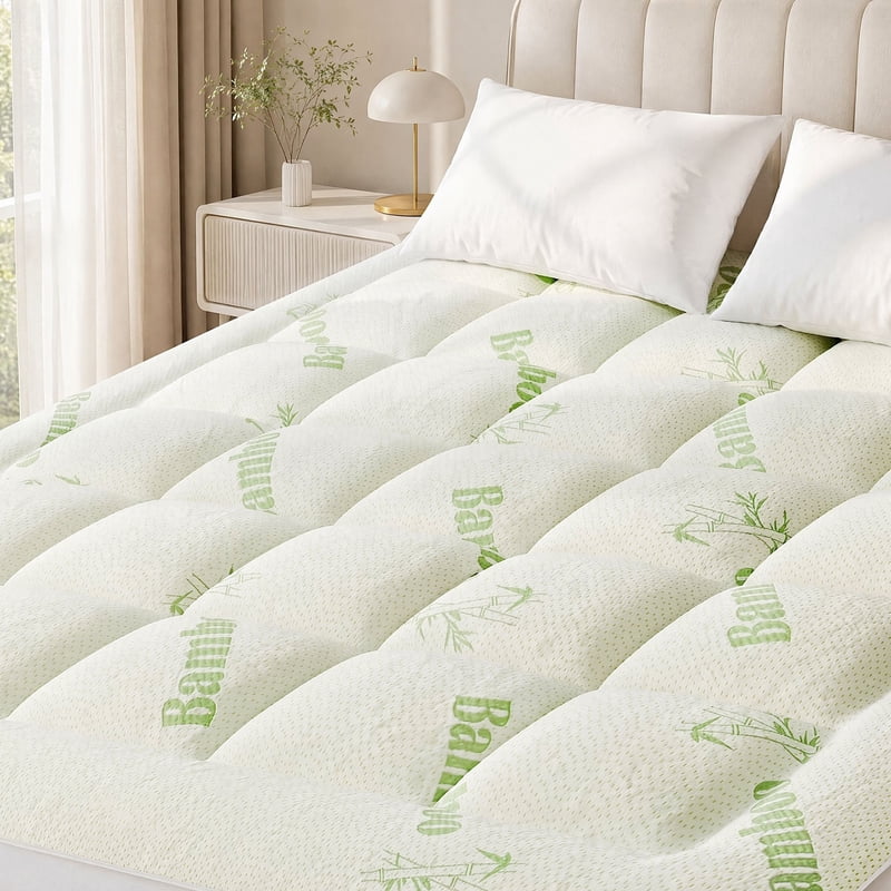 Cooling Mattress Pad Cover Queen - Avocado Green, Ultra Soft, Pain Relief