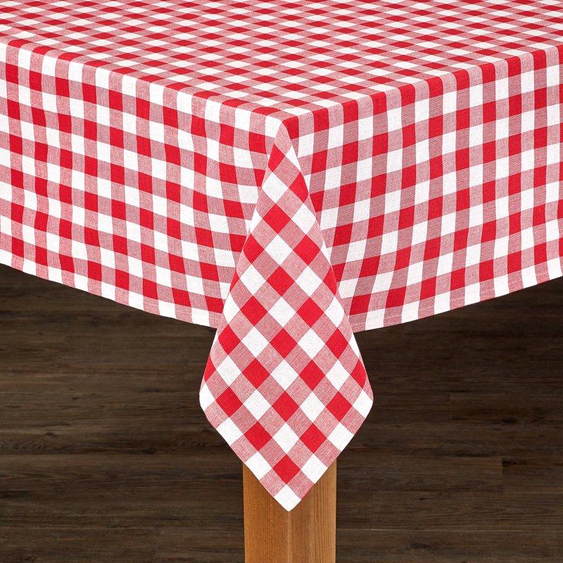 Buffalo Check Tablecloth - 100% Cotton, 60" x 84", Black