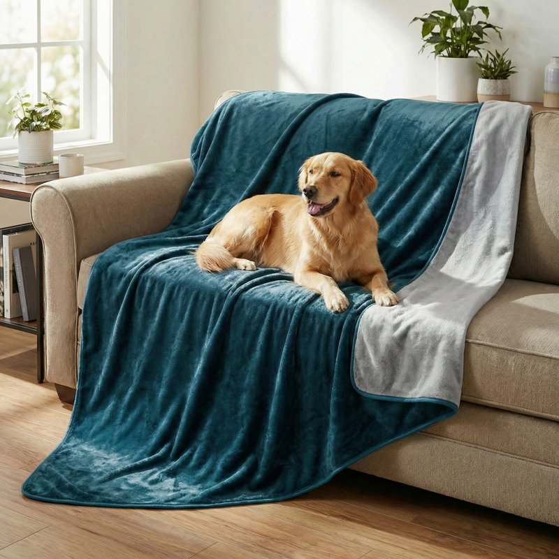 Waterproof Kids and Pets Blanket - 80x80 Green, Outdoor & Indoor Use, Lavish Home