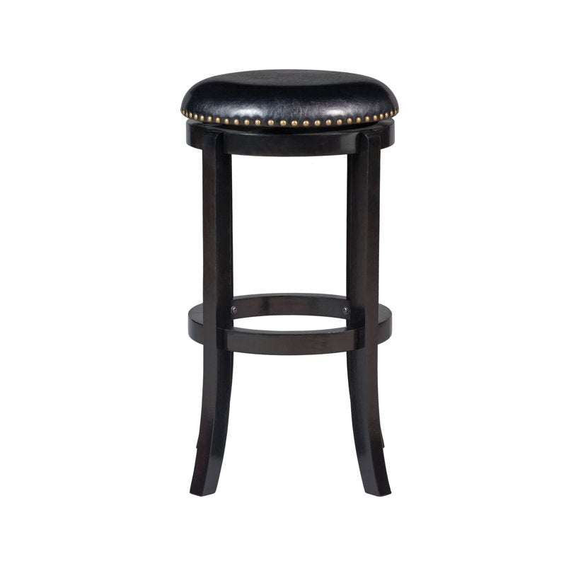 Backless Swivel Counter Stool - 24in Black Faux Leather