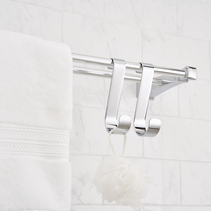 Double Towel Bar 24 Inch Chrome Bathroom Wall Mount