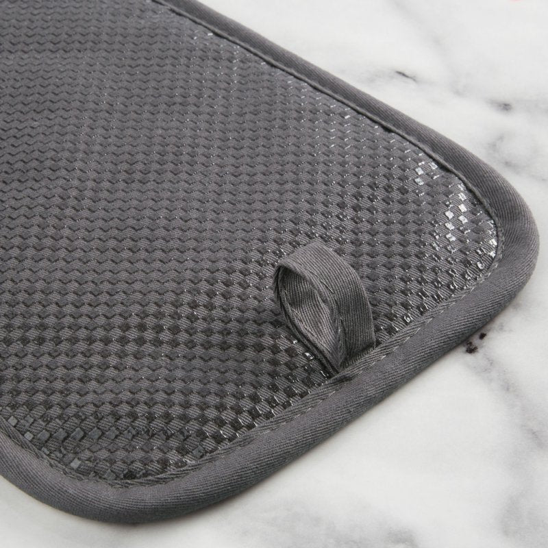 Gingham Pot Holder Set - Charcoal Grey, 2-Pack, 7"x10"