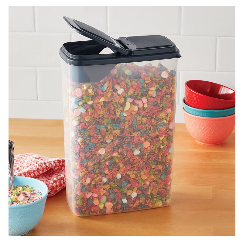 Cereal Dispenser - 2 Pack, Clear with Gray Lid, 16 Cups