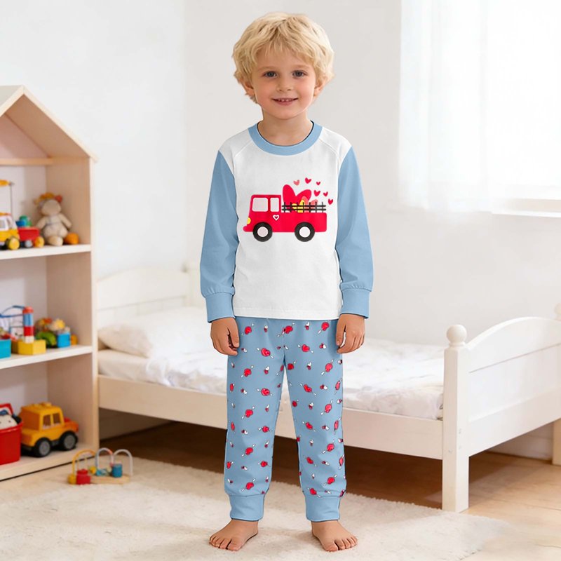 Toddler Girl Valentine's Day Pajama Set Z17-17Blue 8-9 Years Cozy Sleepwear