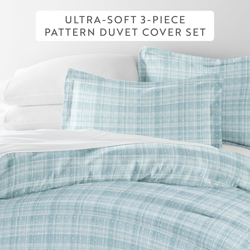 King Aqua Polka Dot Duvet Cover Set - 3-Piece Microfiber Bedding with Shams