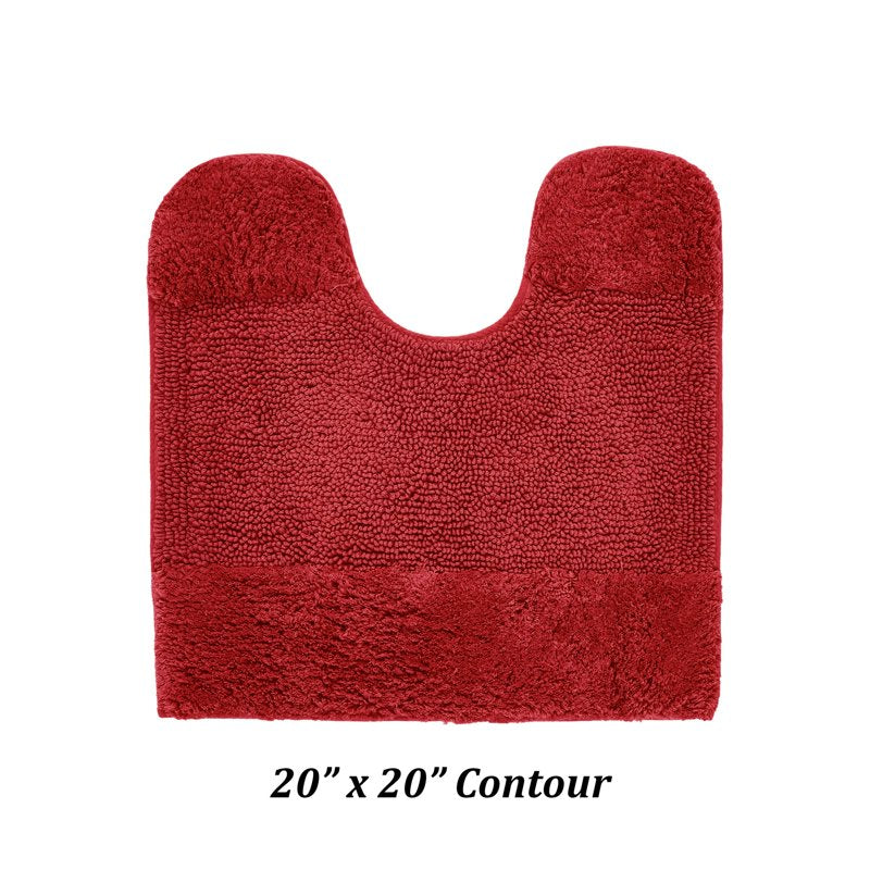U-Shape Cotton Toilet Rug - Non Slip Contour Bath Mat, 20x20 Red