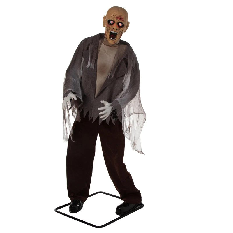 6 Ft. Animated Zombie Halloween Decoration with Eerie Sounds