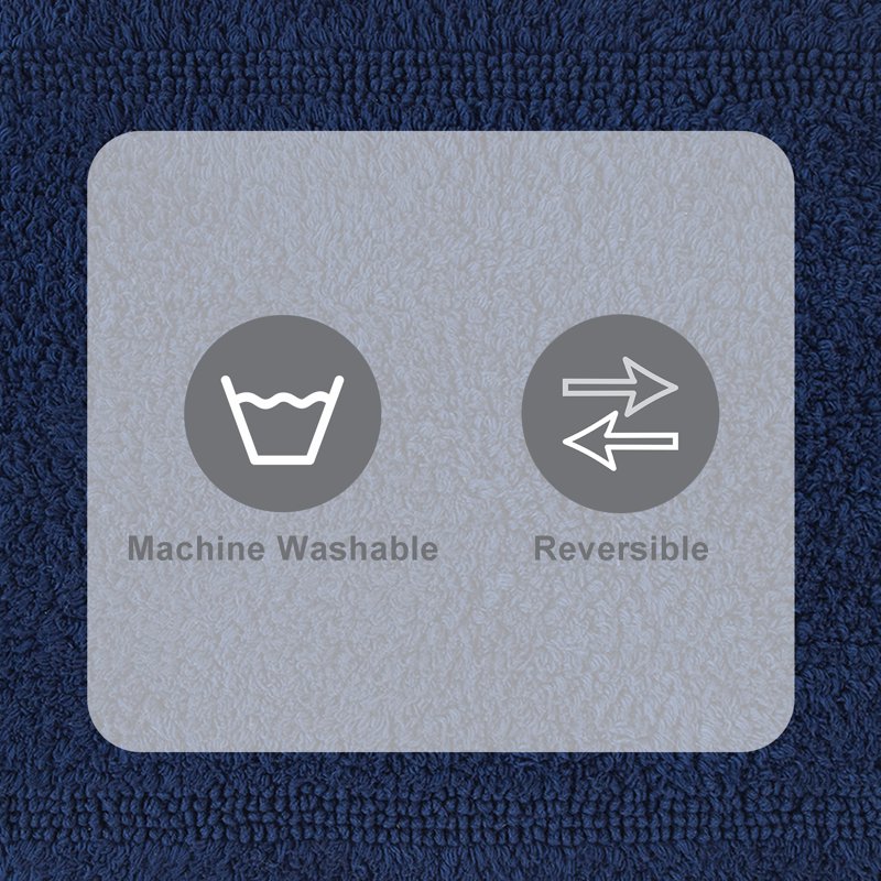 Better Homes & Gardens Reversible Cotton Bath Rug - Blue Admiral 17x24 Inches