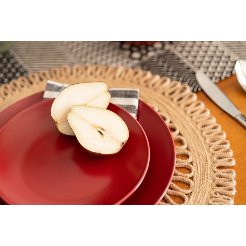Wazee Matte Salad Plate Set - 6 Ceramic Plates, Red