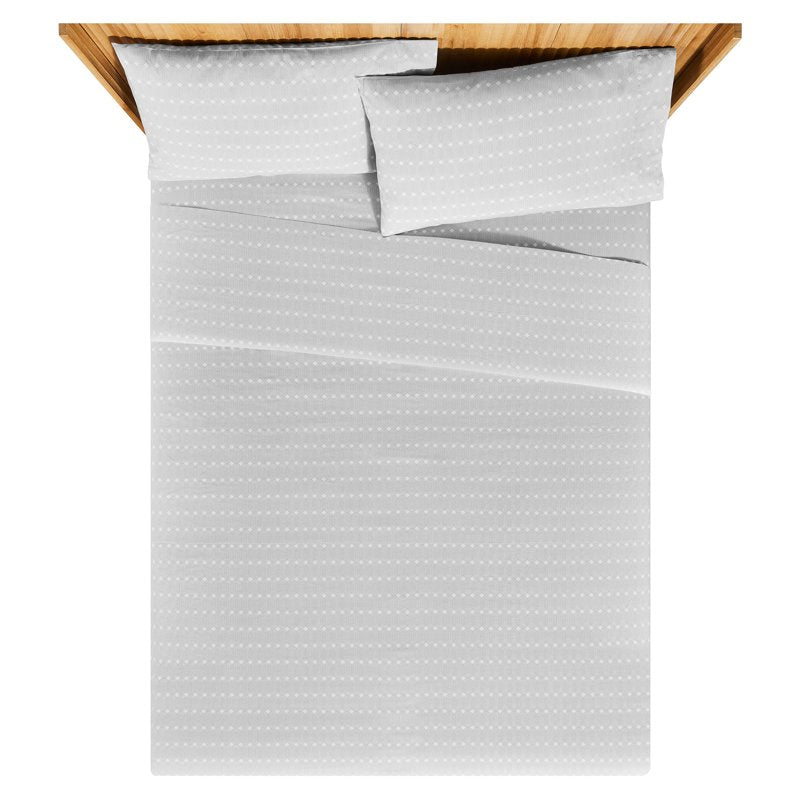 Geometric King Sheet Set - Cornflower Blue 4-Piece Cotton Percale Bedding