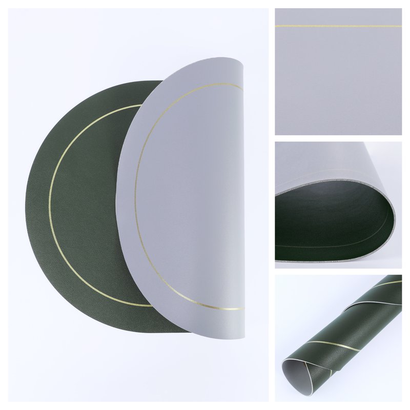 Faux Leather Placemats Set - Washable Table Mats 6pk Green/Gray