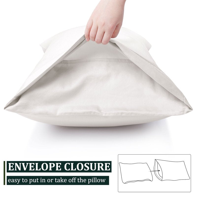 Queen Cotton Pillowcase Set of 2 - Isabelline Envelope Closure - Soft Breathable Bedding