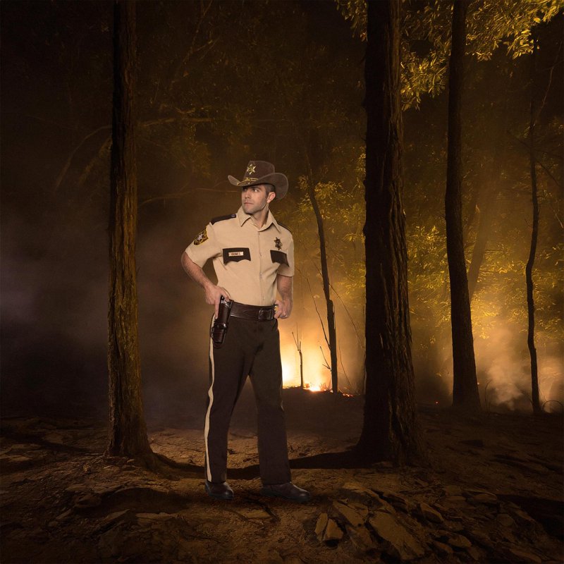 Men's Walking Dead Rick Grimes Sheriff Costume 2XL - Beige Halloween Cosplay