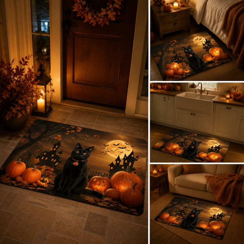 Halloween Theme Doormat V - Non-Slip Absorbent Front Door Mat, 15.8x23.6 Inch