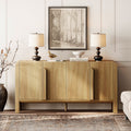 63" Modern Accent Cabinet with Curved Design & Adjustable Shelves - Walnut