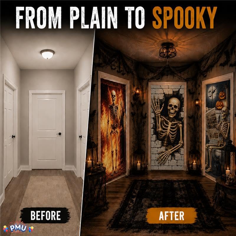 Halloween Door Cover Set - 3 Piece Spooky Halloween Decor, Pkg of 1, 8 Bundles