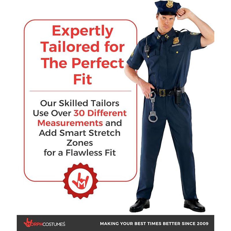 Police Officer Mens Halloween Costume - Large, Blue, Morph Brand - Variation of L