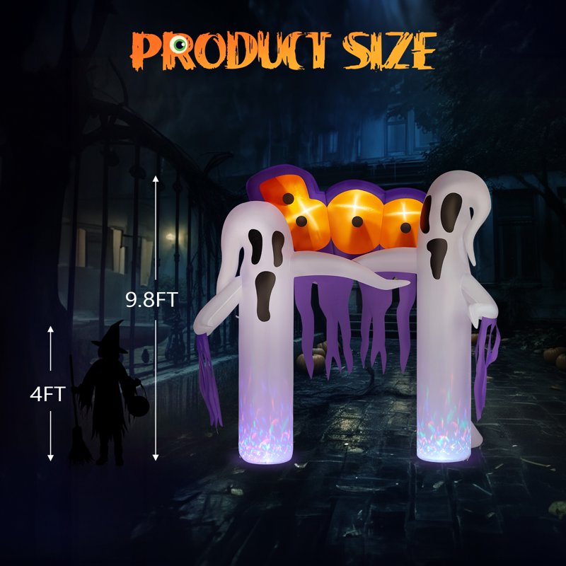 10 FT Halloween Inflatable Ghost Arch Outdoor Decoration with LED Lights